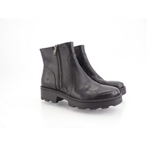 Born Tricia Zip Ankle Boots Black Leather Size 6M Lug Sole Bootie Block Heel